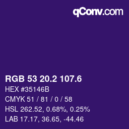 カラーコード: RGB 53 20.2 107.6 | qconv.com