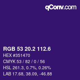 カラーコード: RGB 53 20.2 112.6 | qconv.com