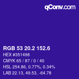 カラーコード: RGB 53 20.2 152.6 | qconv.com