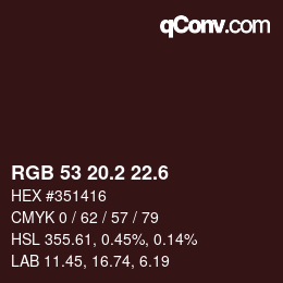 カラーコード: RGB 53 20.2 22.6 | qconv.com