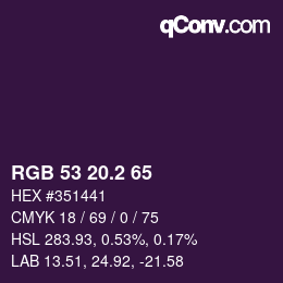 カラーコード: RGB 53 20.2 65 | qconv.com