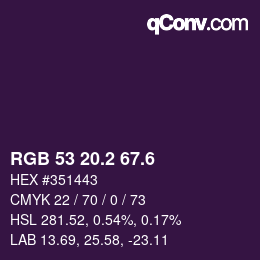 カラーコード: RGB 53 20.2 67.6 | qconv.com