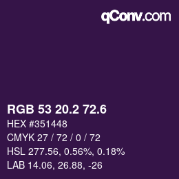 カラーコード: RGB 53 20.2 72.6 | qconv.com
