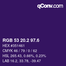 カラーコード: RGB 53 20.2 97.6 | qconv.com