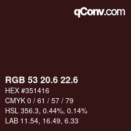 カラーコード: RGB 53 20.6 22.6 | qconv.com
