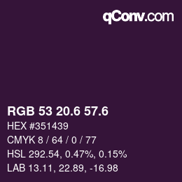 カラーコード: RGB 53 20.6 57.6 | qconv.com