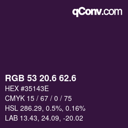 カラーコード: RGB 53 20.6 62.6 | qconv.com
