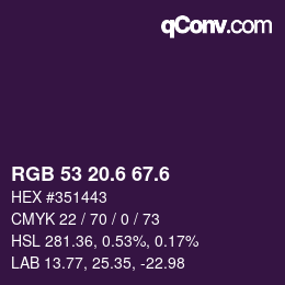 カラーコード: RGB 53 20.6 67.6 | qconv.com