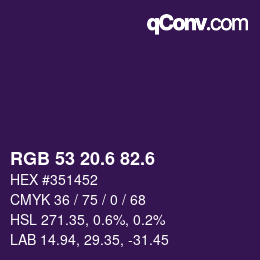 カラーコード: RGB 53 20.6 82.6 | qconv.com