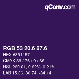 カラーコード: RGB 53 20.6 87.6 | qconv.com