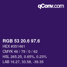 カラーコード: RGB 53 20.6 97.6 | qconv.com