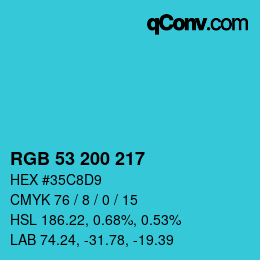 颜色代码: RGB 53 200 217 | qconv.com