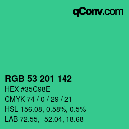 Color code: RGB 53 201 142 | qconv.com