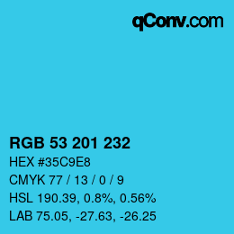 カラーコード: RGB 53 201 232 | qconv.com