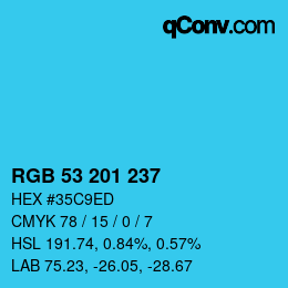 Color code: RGB 53 201 237 | qconv.com