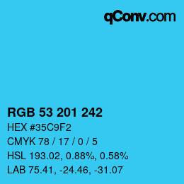 Color code: RGB 53 201 242 | qconv.com