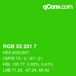 Color code: RGB 53 201 7 | qconv.com