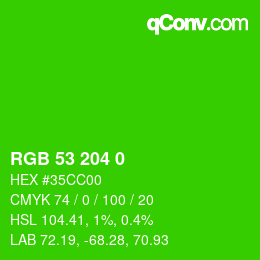 Color code: RGB 53 204 0 | qconv.com