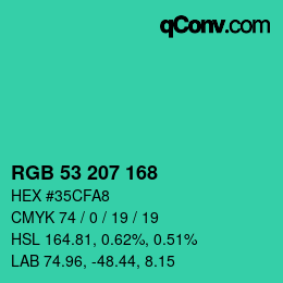 Color code: RGB 53 207 168 | qconv.com