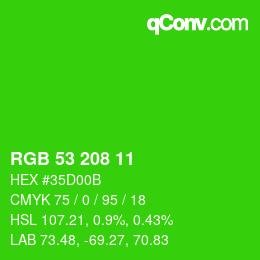 Color code: RGB 53 208 11 | qconv.com