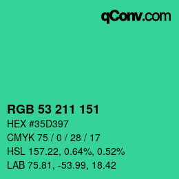 Color code: RGB 53 211 151 | qconv.com