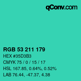Color code: RGB 53 211 179 | qconv.com