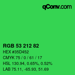Color code: RGB 53 212 82 | qconv.com