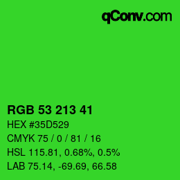 Color code: RGB 53 213 41 | qconv.com
