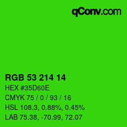 Color code: RGB 53 214 14 | qconv.com