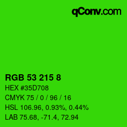 カラーコード: RGB 53 215 8 | qconv.com