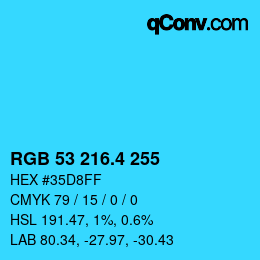 カラーコード: RGB 53 216.4 255 | qconv.com