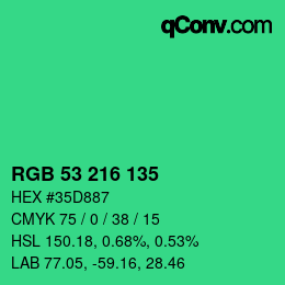 Color code: RGB 53 216 135 | qconv.com