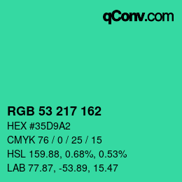 Color code: RGB 53 217 162 | qconv.com