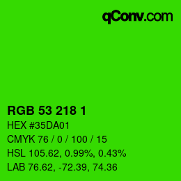 カラーコード: RGB 53 218 1 | qconv.com