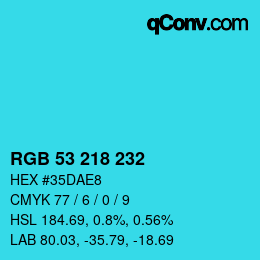 Color code: RGB 53 218 232 | qconv.com