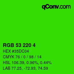 Color code: RGB 53 220 4 | qconv.com