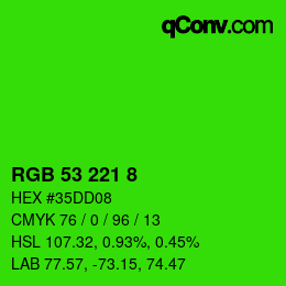 カラーコード: RGB 53 221 8 | qconv.com