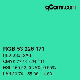 Color code: RGB 53 226 171 | qconv.com