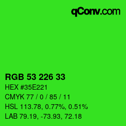 Color code: RGB 53 226 33 | qconv.com