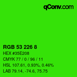 カラーコード: RGB 53 226 8 | qconv.com