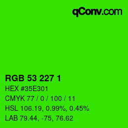 Color code: RGB 53 227 1 | qconv.com