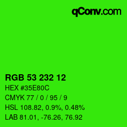 Color code: RGB 53 232 12 | qconv.com