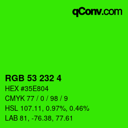 Color code: RGB 53 232 4 | qconv.com