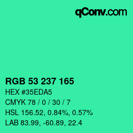 Color code: RGB 53 237 165 | qconv.com