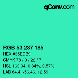 カラーコード: RGB 53 237 185 | qconv.com