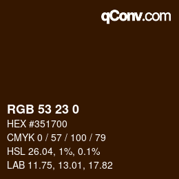 颜色代码: RGB 53 23 0 | qconv.com