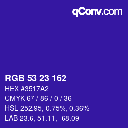 Farbcode: RGB 53 23 162 | qconv.com