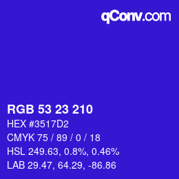 Color code: RGB 53 23 210 | qconv.com