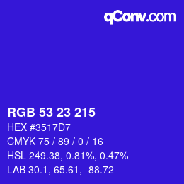 Color code: RGB 53 23 215 | qconv.com
