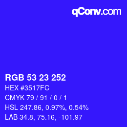 カラーコード: RGB 53 23 252 | qconv.com